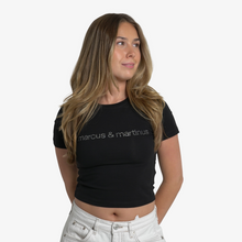 Load image into Gallery viewer, Rhinestone Cropped Tee Black - Limited Drop
